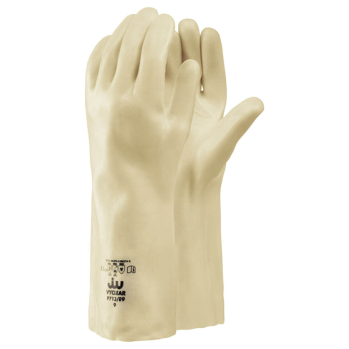 Hazkit - Pack of 5 Vyclear Translucent PVC Gauntlet Gloves 14″ Long - Chemical Handling - Vyclear