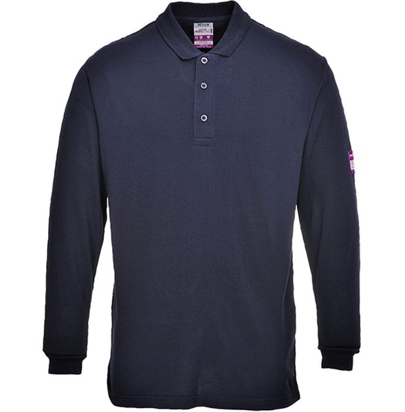 Hazkit - Portwest FR10 Modaflame Flame Retardant Anti Static Long Sleeve Polo Shirt - Navy Blue - Portwest