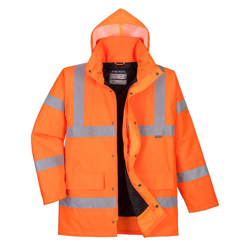 Hazkit - Portwest Hi-Vis Railway Cold Certified Protect up to -40°C Winter Traffic Jacket - Orange RT30 - Portwest