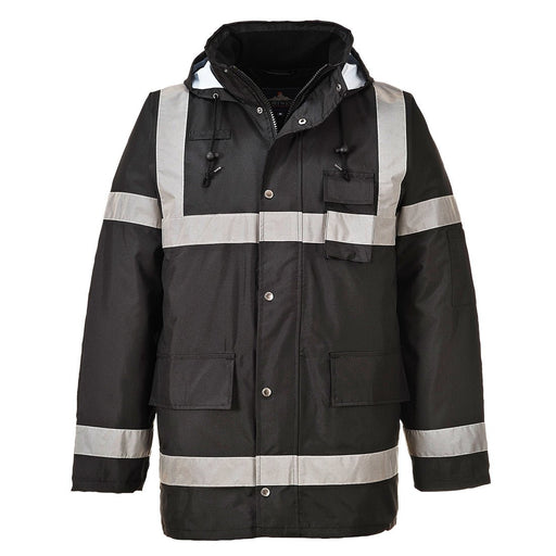 Hazkit - Portwest Iona Lite Reflective Waterproof Cold certified up to - 40°C Traffic Jacket - Black - S433 - Portwest