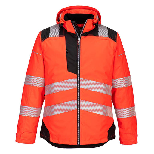 Hazkit - Portwest PW3 Hi - Vis Cold Certified Protect up to - 40°C Waterproof Winter Jacket - Red/Black T400 - Portwest