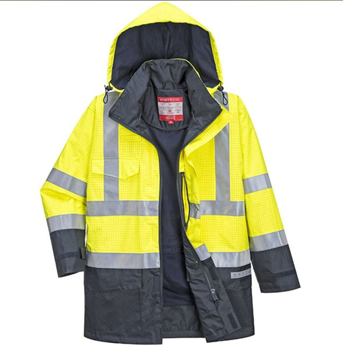 Hazkit - Portwest S779 Yellow/Navy Bizflame Weatherproof Flame Resistant Anti Static Hi Vis Jacket - Portwest