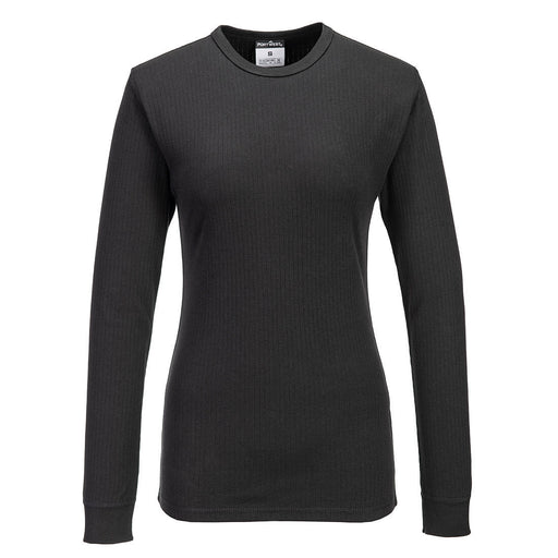 Hazkit - Portwest Women's Thermal T-Shirt Long Sleeve Baselayer - Black B126 - Portwest