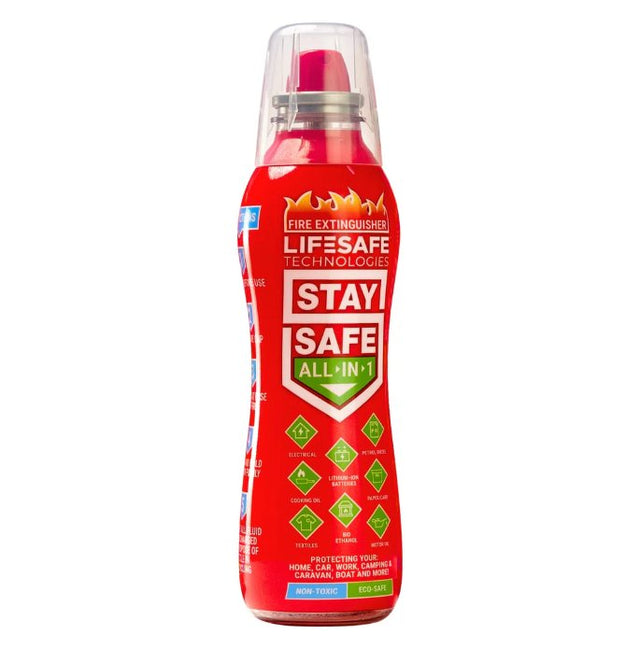 Hazkit - StaySafe All - in - 1 Lightweight Compact Fire Extinguisher - Extinguish multiple types of fire IN SECONDS - LifeSafe Technologies