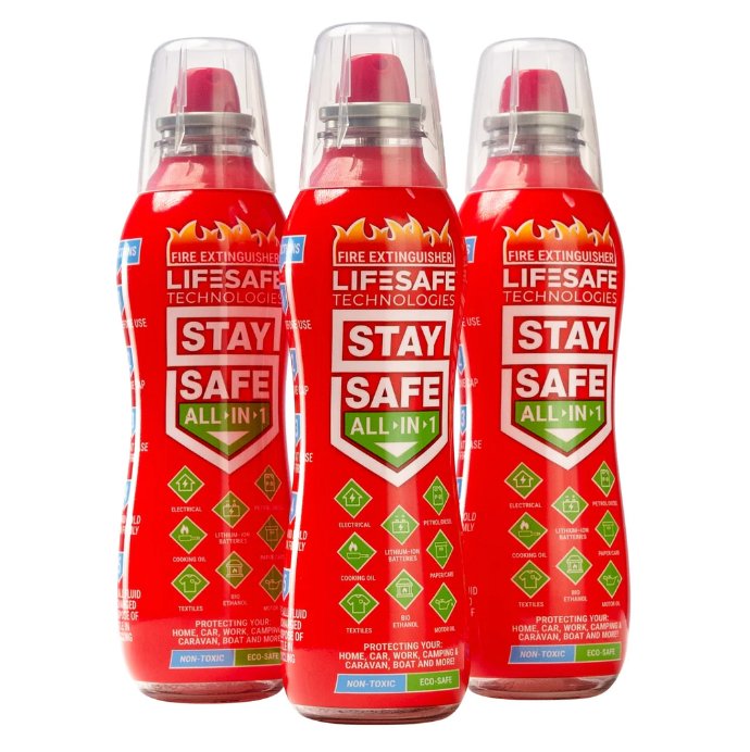 Hazkit - StaySafe All - in - 1 Lightweight Compact Fire Extinguisher - Extinguish multiple types of fire IN SECONDS - LifeSafe Technologies