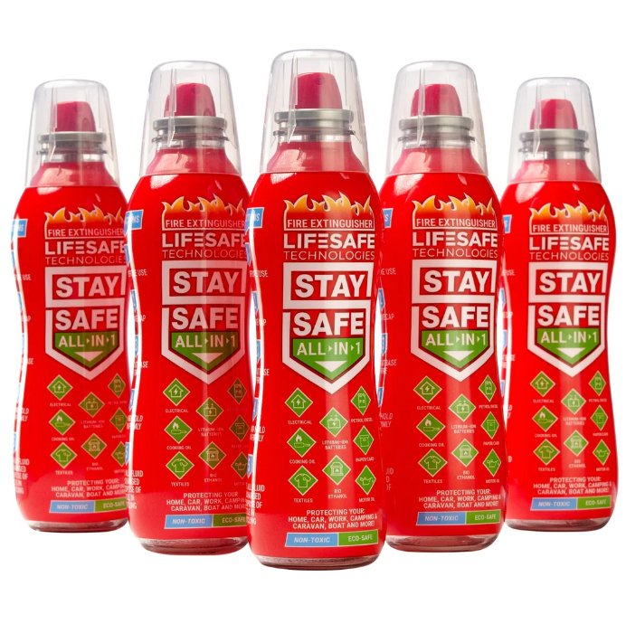 Hazkit - StaySafe All - in - 1 Lightweight Compact Fire Extinguisher - Extinguish multiple types of fire IN SECONDS - LifeSafe Technologies