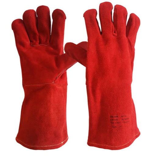 Hazkit - Supreme Red Leather Welding Gauntlet Gloves - Supreme