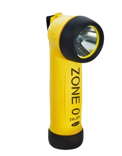 Hazkit - Zone 0 Wolf TR-35+ LED Armoured ATEX Hand Held Right Angled Safety Torch - Intrinsically Safe - Wolf Safety Lamps